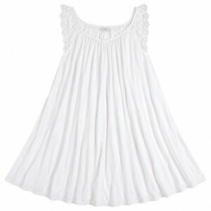 Amanda Rich Nylon Nightgown OS White Lace Rosette Trim Vintage Bridal READ